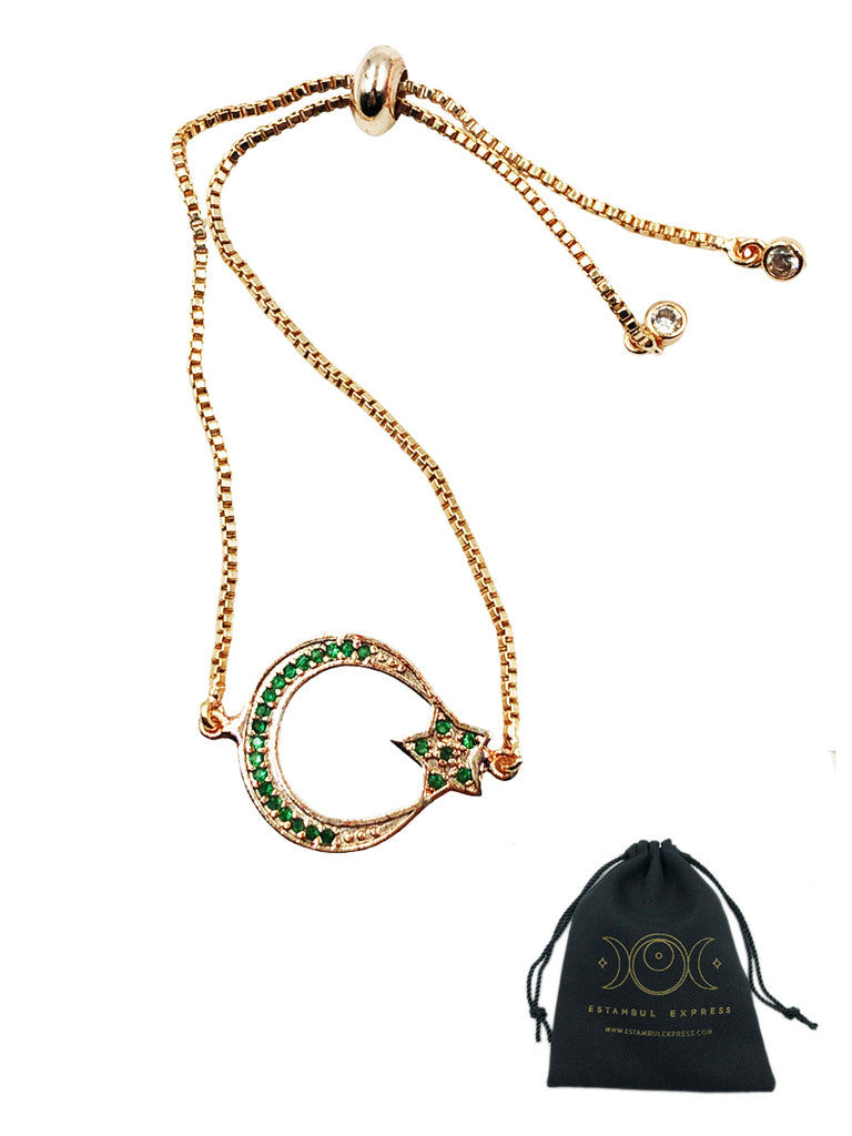 Pulsera De Luna Estrella Con Zirconias Ajustable